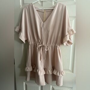 Elegant Cream Ruffle Sleeve Romper